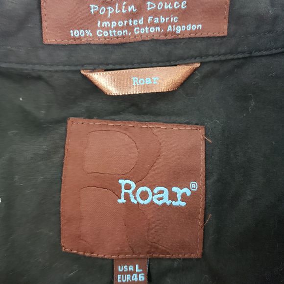Roar Men's Black Embroidered Shirt Size L - Picture 3 of 6